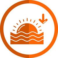Sunset Glyph Orange Circle Icon vector