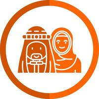 Muslim Glyph Orange Circle Icon vector