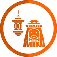 Arabic Glyph Orange Circle Icon vector