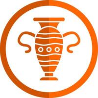 Vase Glyph Orange Circle Icon vector
