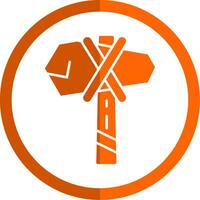 Hammer Glyph Orange Circle Icon vector