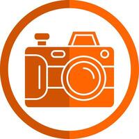 Camera Glyph Orange Circle Icon vector