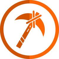 Pickaxe Glyph Orange Circle Icon vector