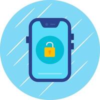 Unlock Flat Blue Circle Icon vector