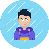 Smirking Flat Blue Circle Icon vector