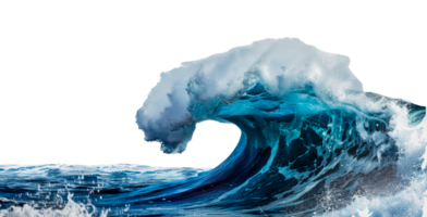 ai generado dinámica Oceano ola crestería con espuma en transparente antecedentes - valores png. png