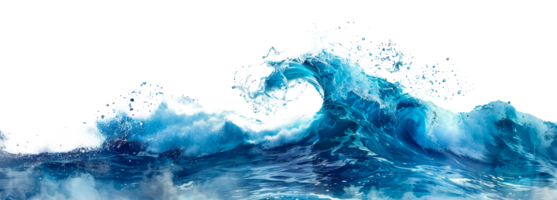 AI generated Curling blue ocean wave on transparent background - stock png. png