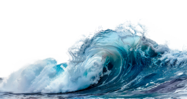 AI generated Curling blue ocean wave on transparent background - stock png. png