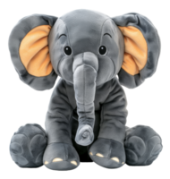 AI generated Stuffed elephant toy with large ears on transparent background - stock png. png