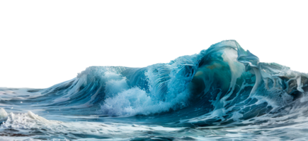 AI generated Curling blue ocean wave on transparent background - stock png. png