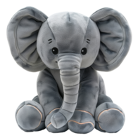 AI generated Grey plush elephant toy on transparent background - stock png. png