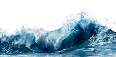 AI generated Curling blue ocean wave on transparent background - stock png. png