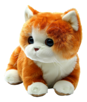 AI generated Plush orange tabby cat toy on transparent background - stock png. png