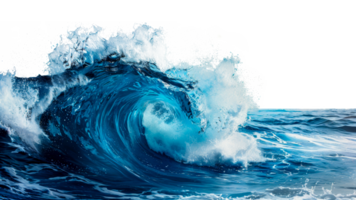 AI generated Curling blue ocean wave on transparent background - stock png. png