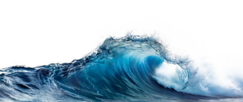 AI generated Curling blue ocean wave on transparent background - stock png. png