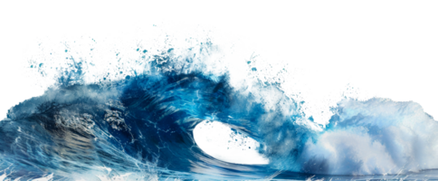 AI generated Curling blue ocean wave on transparent background - stock png. png