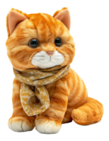 AI generated Plush orange tabby cat toy on transparent background - stock png. png