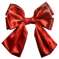 AI generated Red satin bow on transparent background - stock png. png