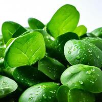 AI generated fresh spinach on white background photo