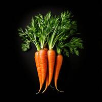 AI generated fresh raw carrots on a white background photo