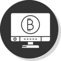 bitcoin glifo gris circulo icono vector