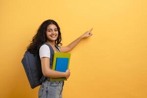 Backpacker ready for school points away photo