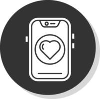 Heart Glyph Grey Circle Icon vector