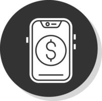 Dollar Glyph Grey Circle Icon vector