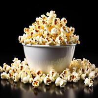 AI generated paper cup fresh popcorn on white background photo