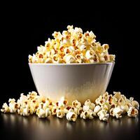 AI generated paper cup fresh popcorn on white background photo