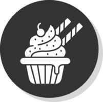 Cupcake Glyph Grey Circle Icon vector