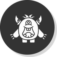 Monster Glyph Grey Circle Icon vector