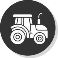 tractor glifo gris circulo icono vector