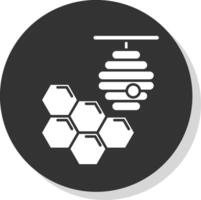 Honeycomb Glyph Grey Circle Icon vector