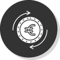 euro glifo gris circulo icono vector