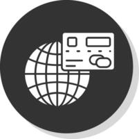 Global Glyph Grey Circle Icon vector