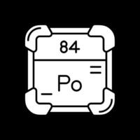 polonio glifo invertido icono vector