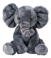 AI generated Grey plush elephant toy on transparent background - stock png. png