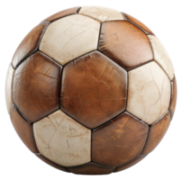 ai généré ancien marron cuir football Balle sur transparent Contexte - Stock png. png