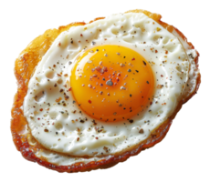 AI generated Sunny side up fried egg with cracked pepper on transparent background - stock png. png