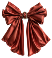 AI generated Red satin bow on transparent background - stock png. png