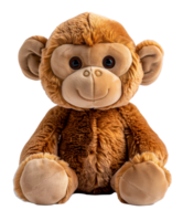 AI generated Soft plush monkey toy on transparent background - stock png. png