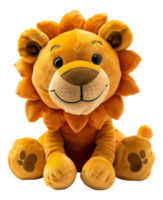 AI generated Plush lion toy with fluffy mane on transparent background - stock png. png