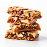AI generated hemp granola bar isolated on white background photo
