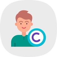 derechos de autor plano curva icono vector