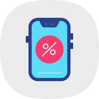 Percentage Flat Curve Icon vector