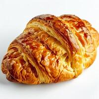 AI generated freshly plain croissant on white background photo