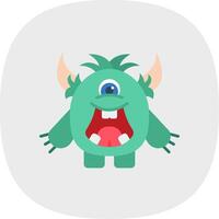 Monster Flat Curve Icon vector