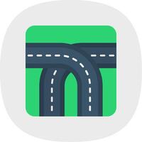 Crossing Flat Curve Icon vector