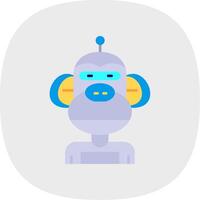 Robot Flat Curve Icon vector